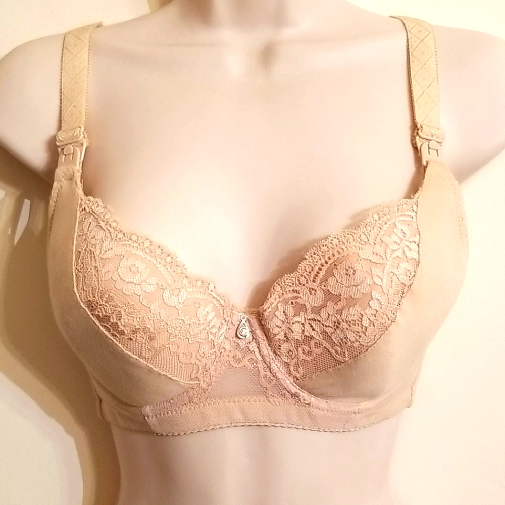 Made in China women's nude lace trimmed front bra